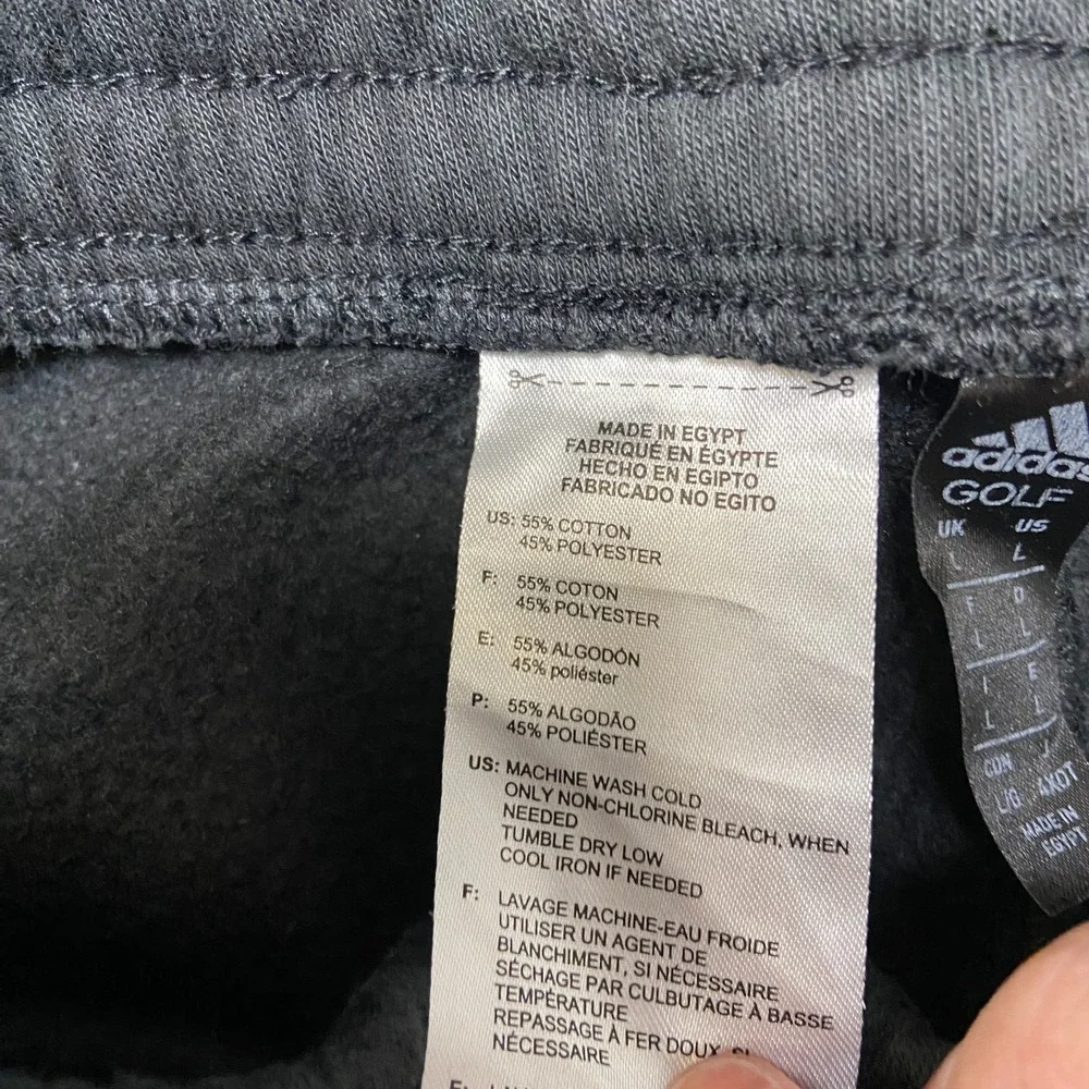 Adidas Sweatpants Mens Large Black Skinny Leg Logo Drawstring Waist Winter Warm